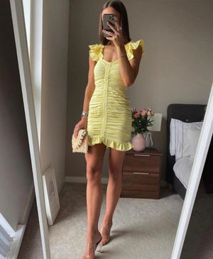 Amaro Yellow Mini Dress