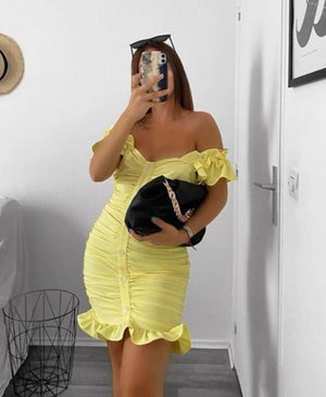 Amaro Yellow Mini Dress